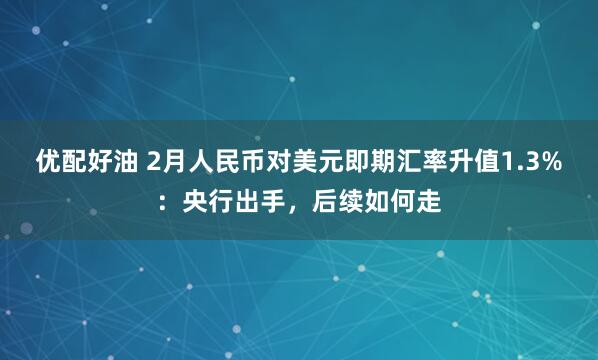 优配好油 2月人民币对美元即期汇率升值1.3%：央行出手，后续如何走