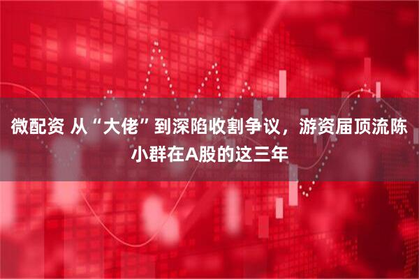 微配资 从“大佬”到深陷收割争议，游资届顶流陈小群在A股的这三年