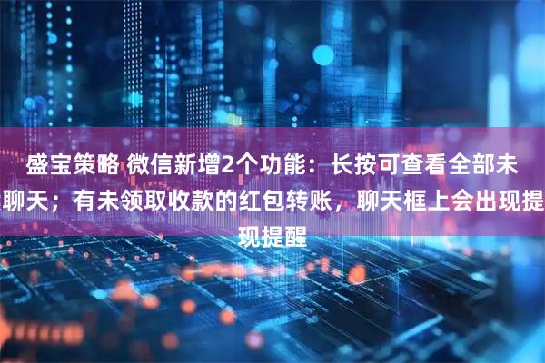 盛宝策略 微信新增2个功能：长按可查看全部未读聊天；有未领取收款的红包转账，聊天框上会出现提醒